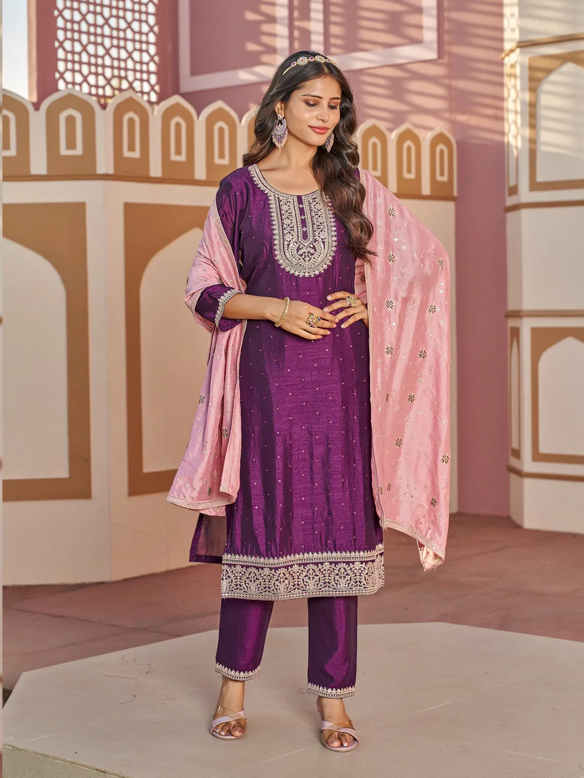 Reva By Aanchi Vichitra Silk Kurti With Bottom Dupatta Suppliers In India
